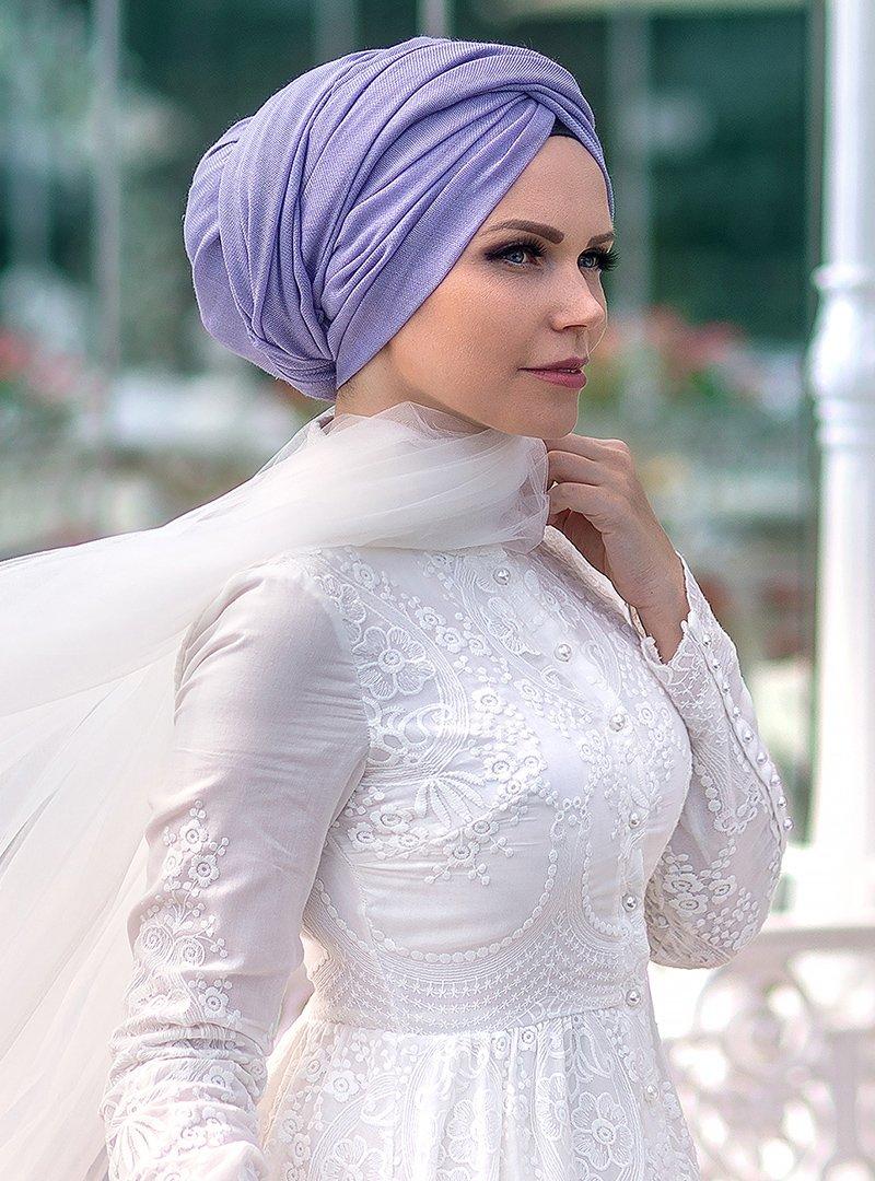 Muslima Wear Lila Queen Püsküllü Şal