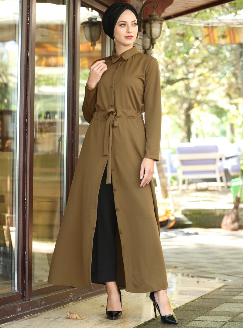 İnşirah Taba Boydan Düğmeli Tunik Elbise