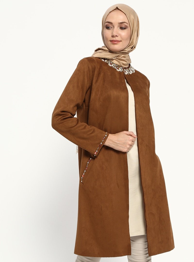 Ginezza Camel Taş İşlemeli Ceket