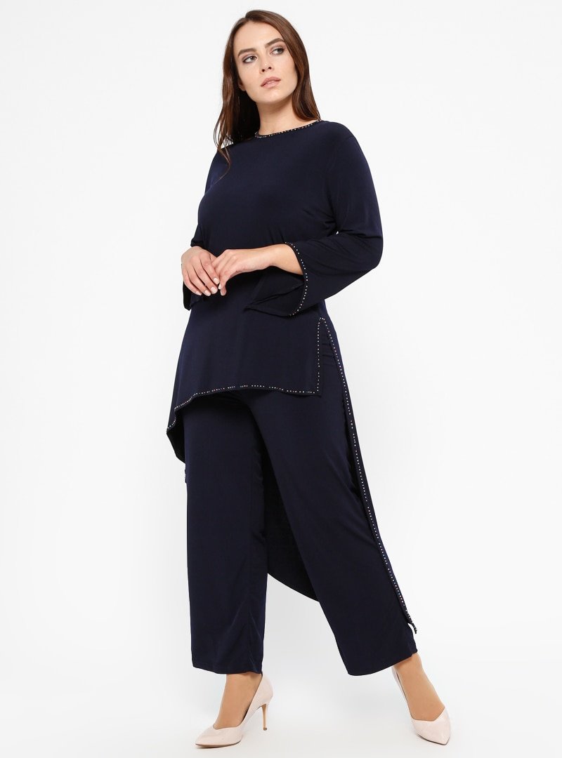 Efraze Lacivert Tunik&Pantolon İkili Takım