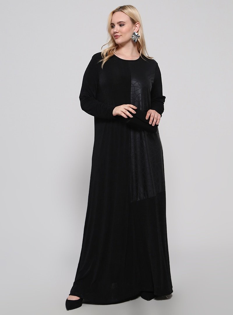 Alia Siyah Garnili Salaş Elbise