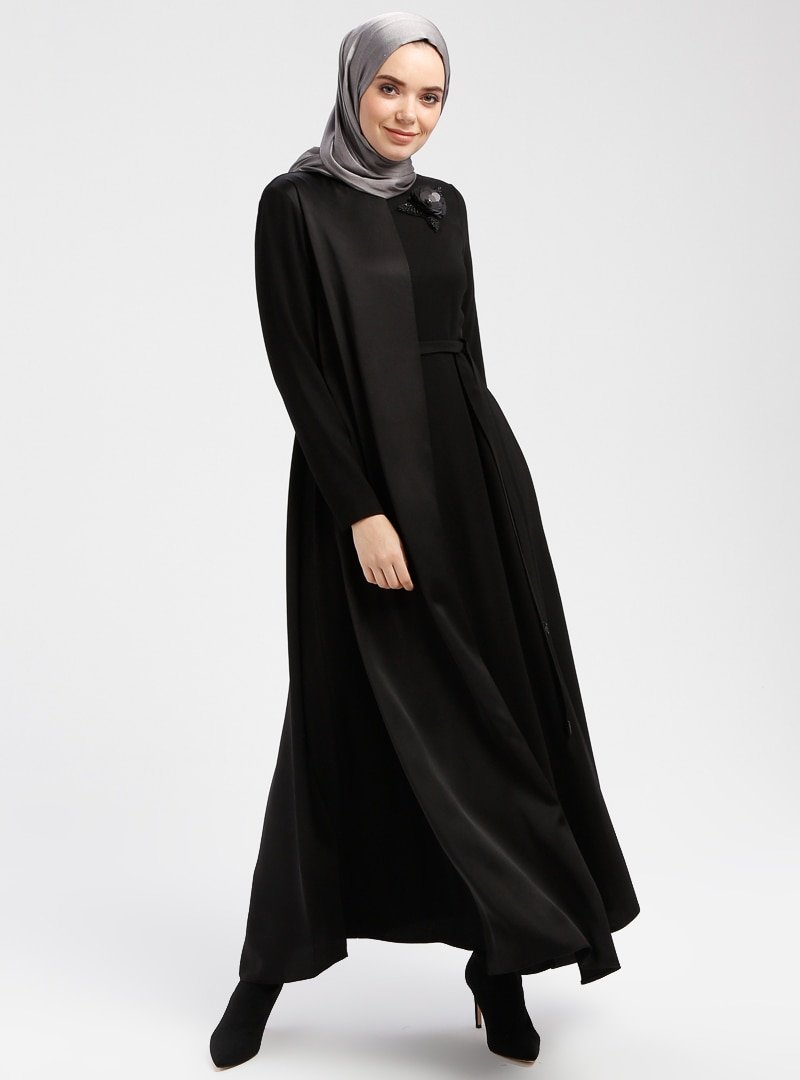 Armine Siyah Boncuk Payet Detaylı Elbise