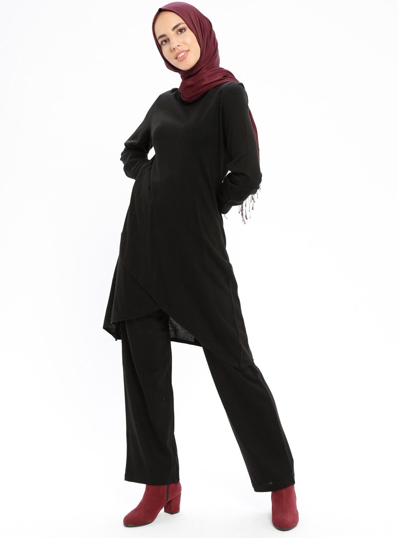 Loreen By Puane Siyah Triko Tunik&Pantolon İkili Takım