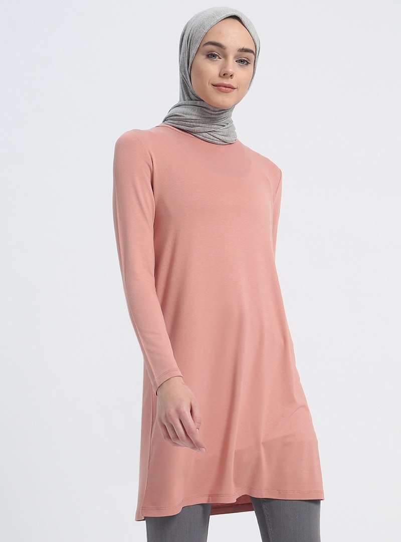 Everyday Basic Mercan 85 cm Doğal Kumaşlı Basic Tunik