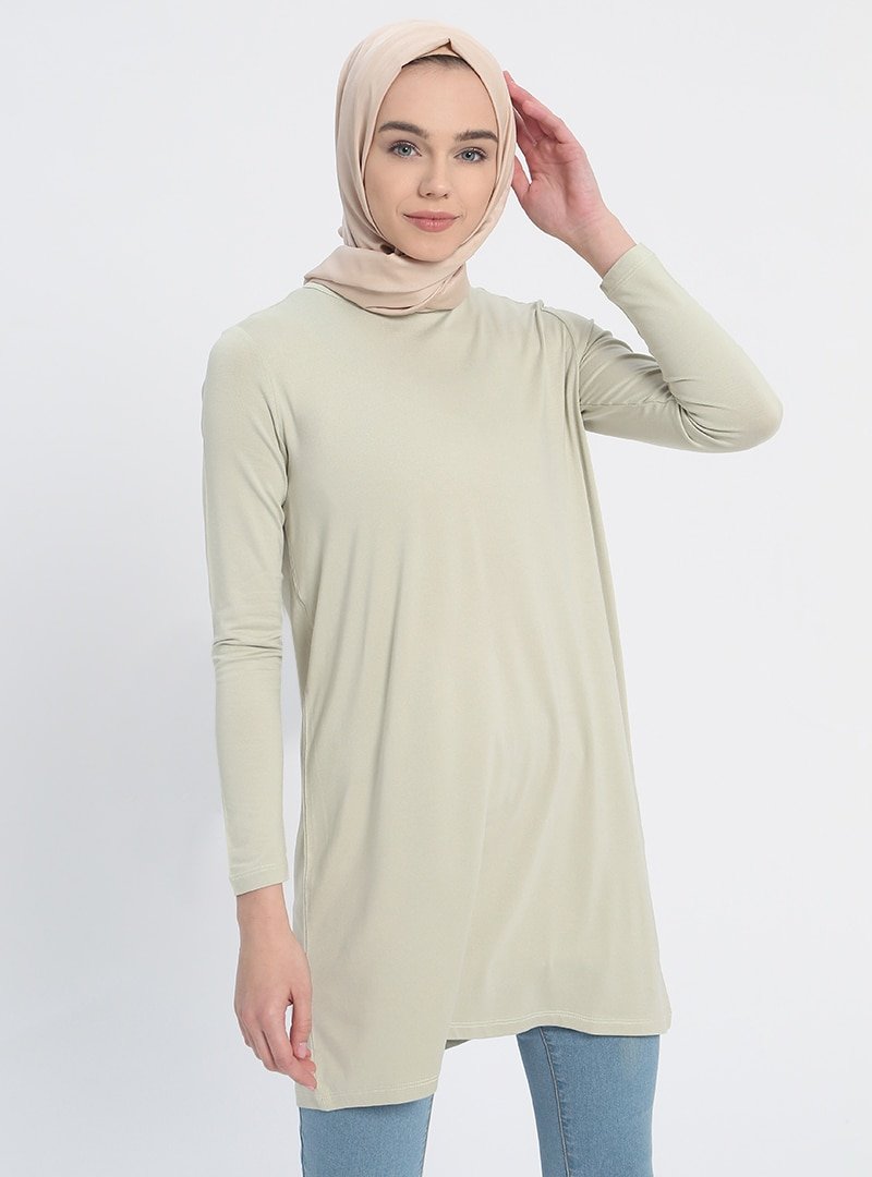 Everyday Basic Kum 85 cm Doğal Kumaşlı Basic Tunik