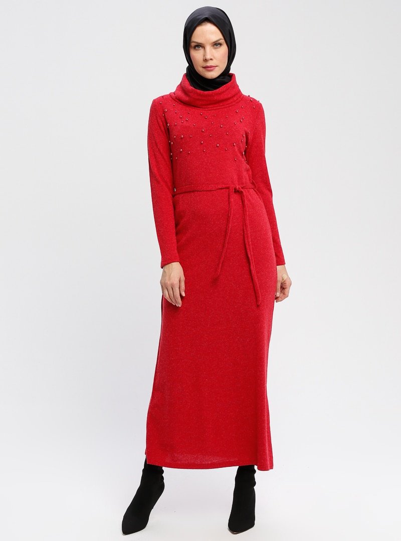 Tuncay Kırmızı Triko Elbise