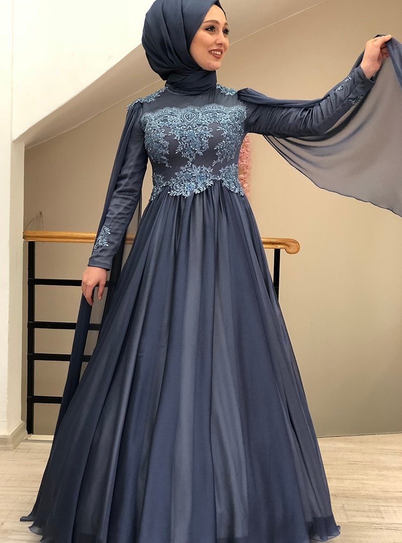 My Dreams Collection İndigo Frezya Abiye Elbise