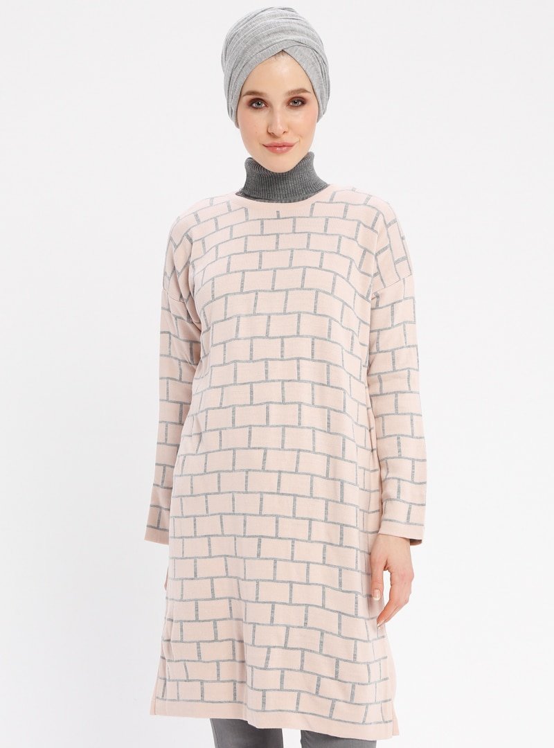PİLİSE Pudra Yünlü Triko Tunik
