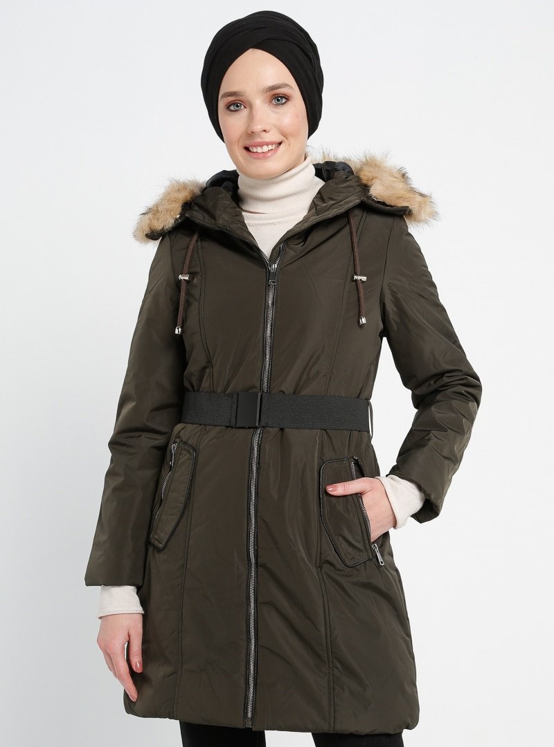 PIQUE Haki Kemerli Kaban