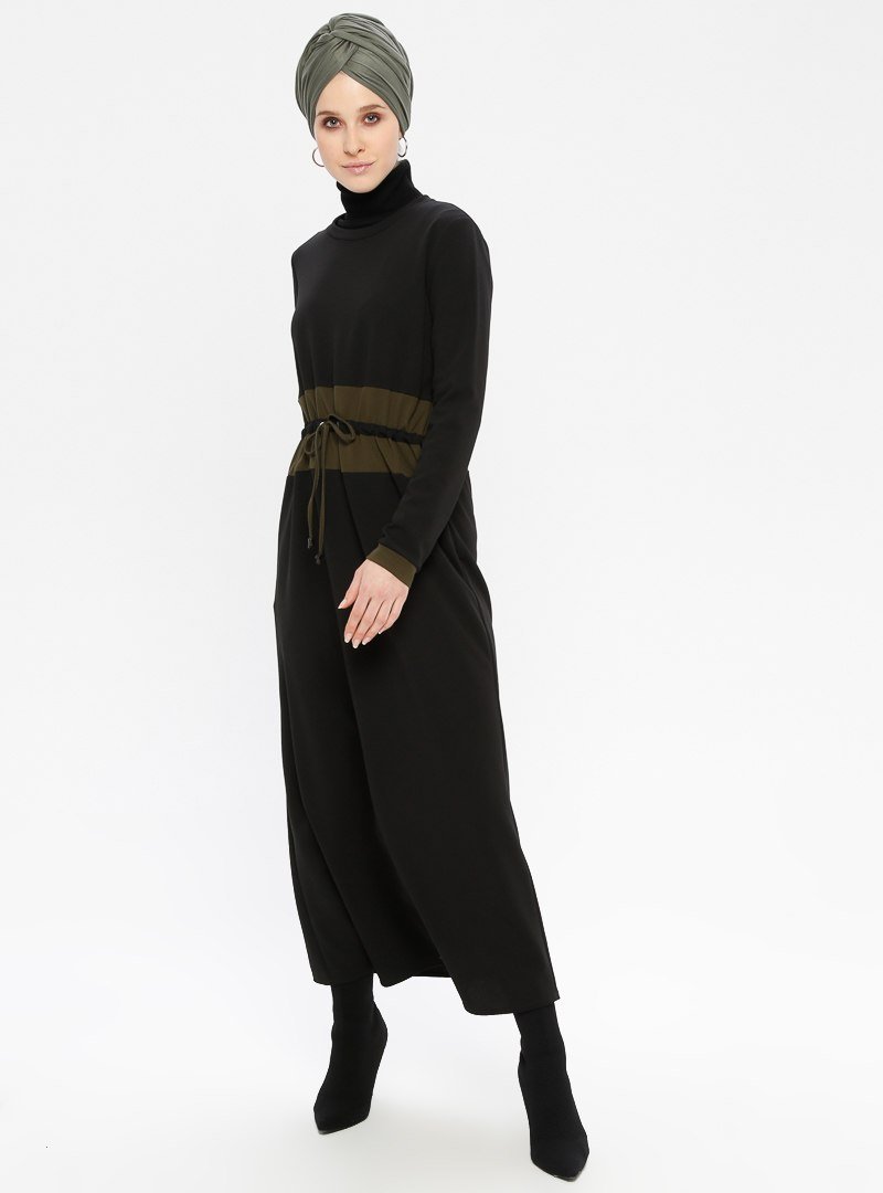 Loreen By Puane Siyah Beli Bağcıklı Elbise