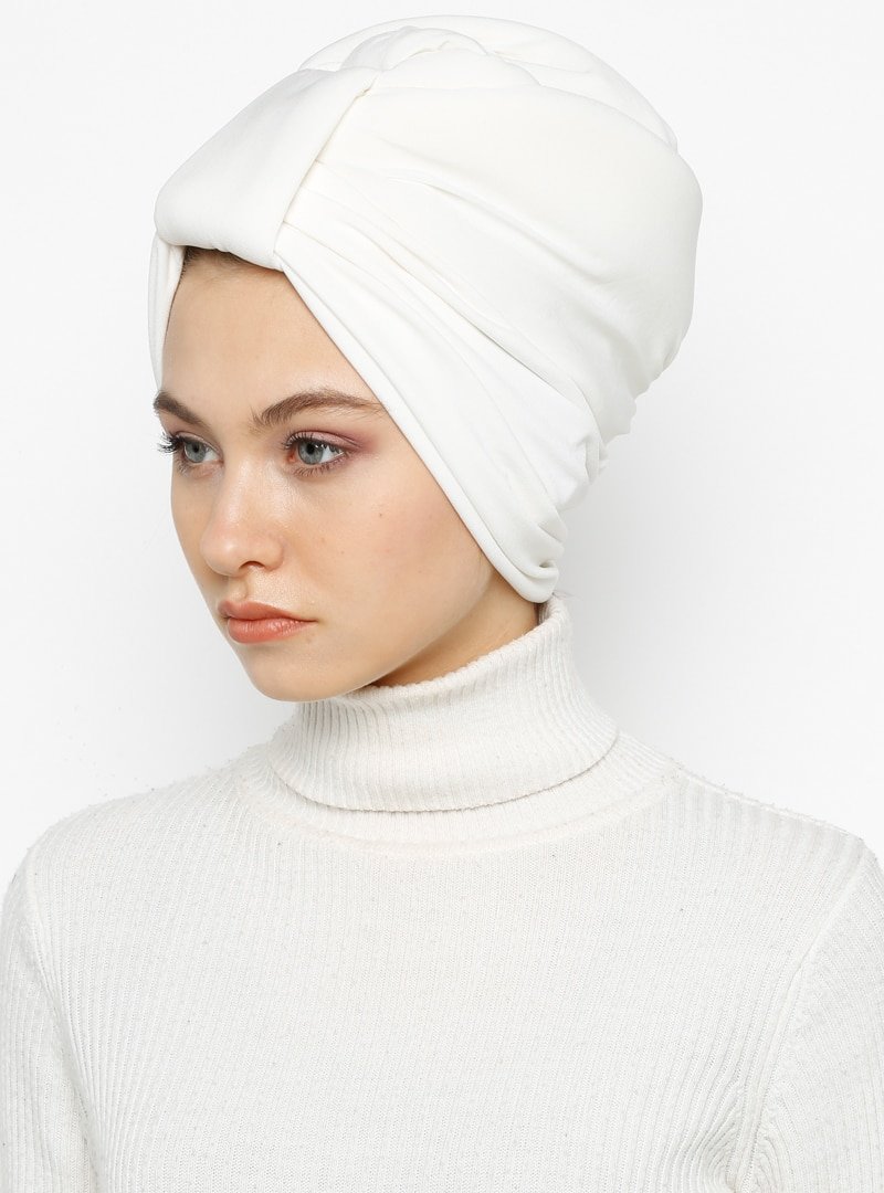 Vera Bone Ekru Darpe Hazır Türban