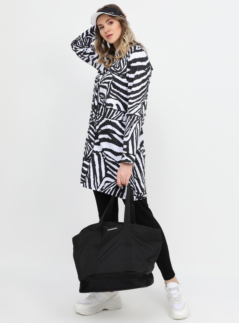 Alia Siyah Beyaz Zebra Desenli Tunik