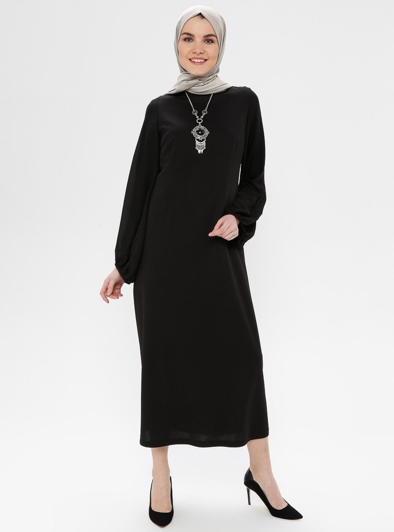 SOFMINA Siyah Düz Renk Elbise
