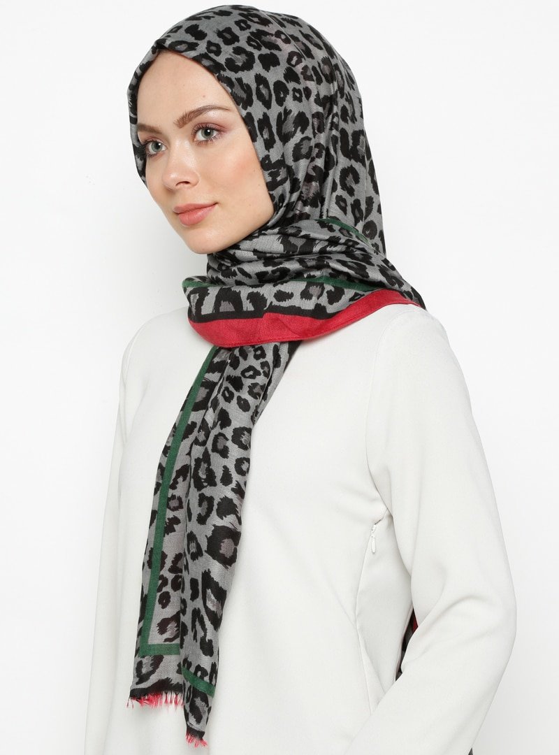 NW Accessory Fuşya Leopar Desenli Şal