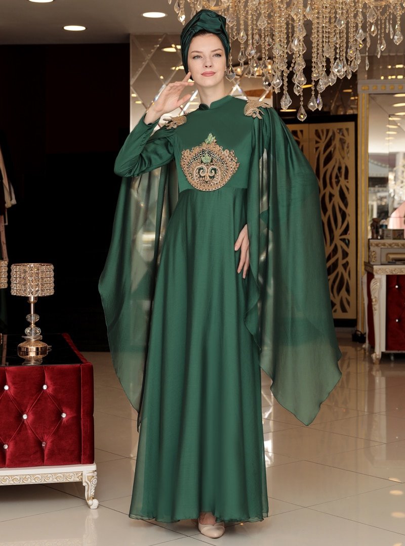Selma Sarı Design Yeşil Hira Abiye Elbise