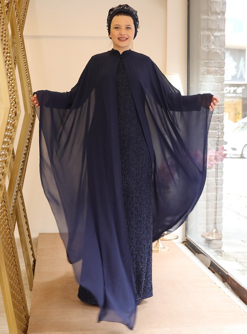 Saliha Lacivert Mila Abiye Elbise
