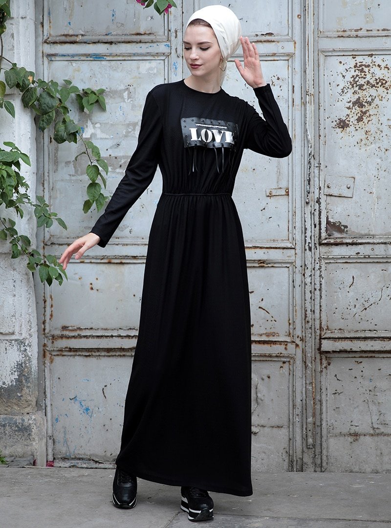 Selma Sarı Design Siyah Mery Elbise