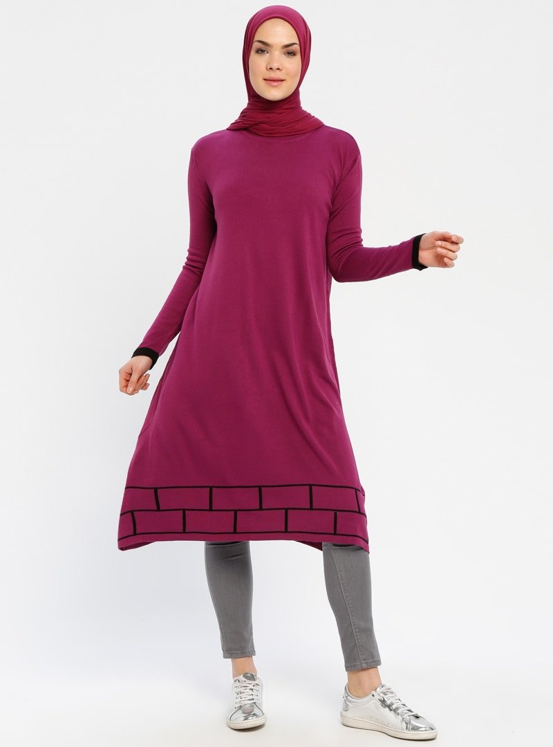 PİLİSE Mor Yünlü Triko Tunik