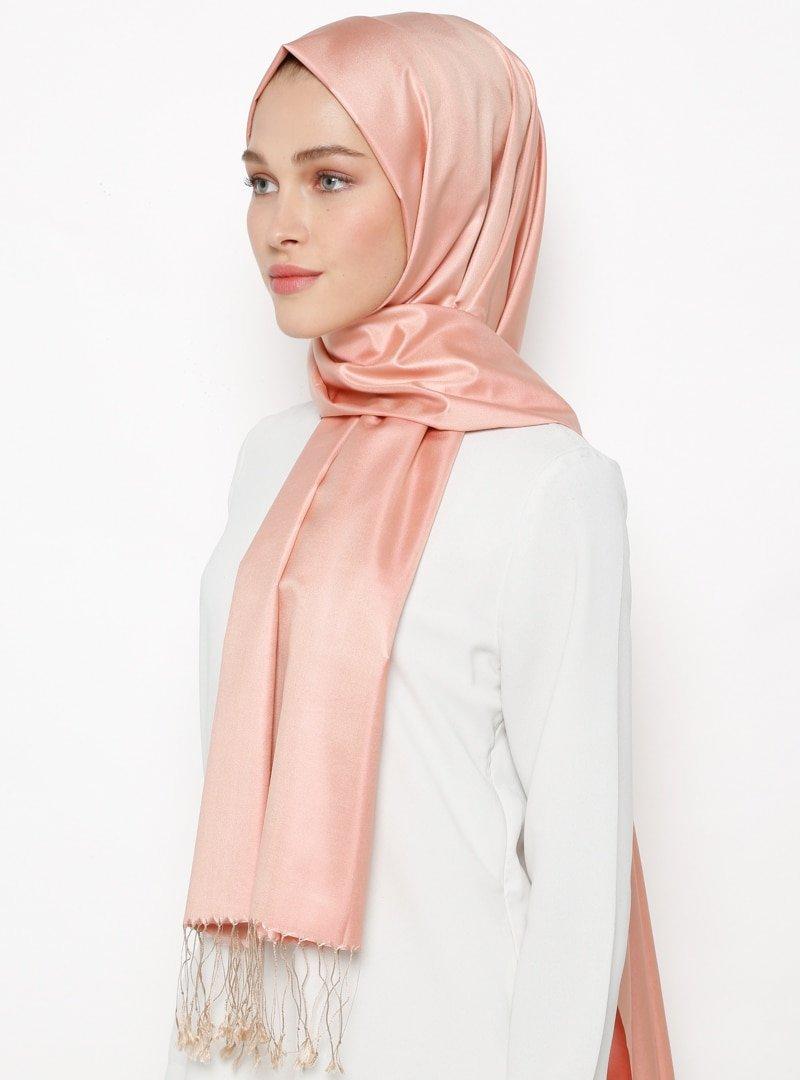 Silk Home Pudra Vizon Duz Renk Ipek Sal Devr I Tesettur