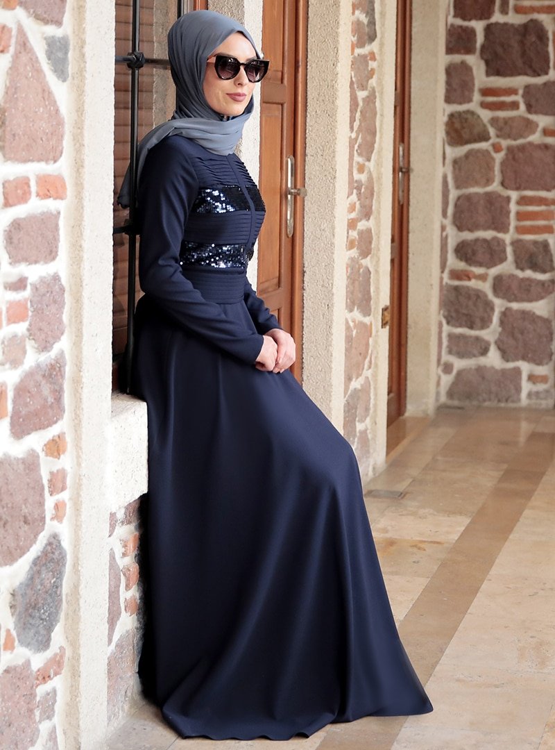 Rana Zenn Lacivert Dilşah Elbise