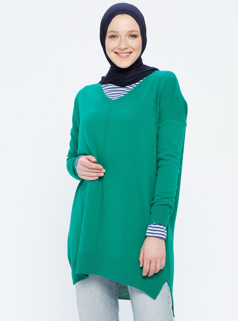 Zentoni Koyu Yeşil Triko Tunik