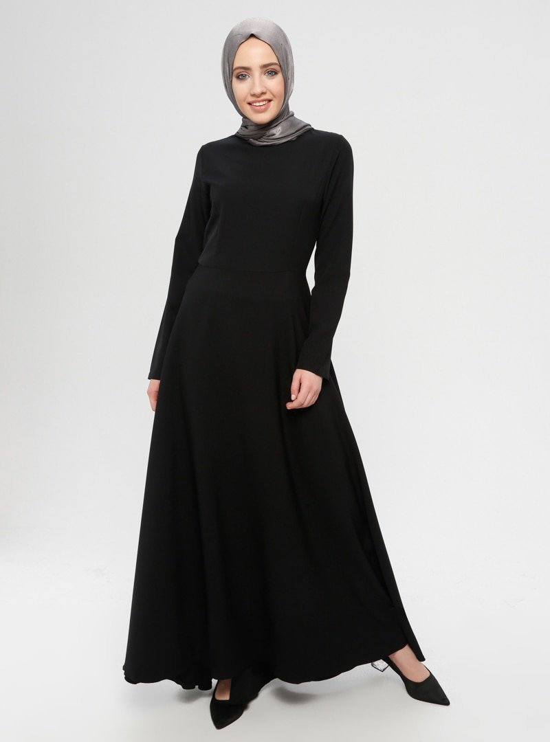 İLMEK TRİKO Siyah Düz Renk Elbise