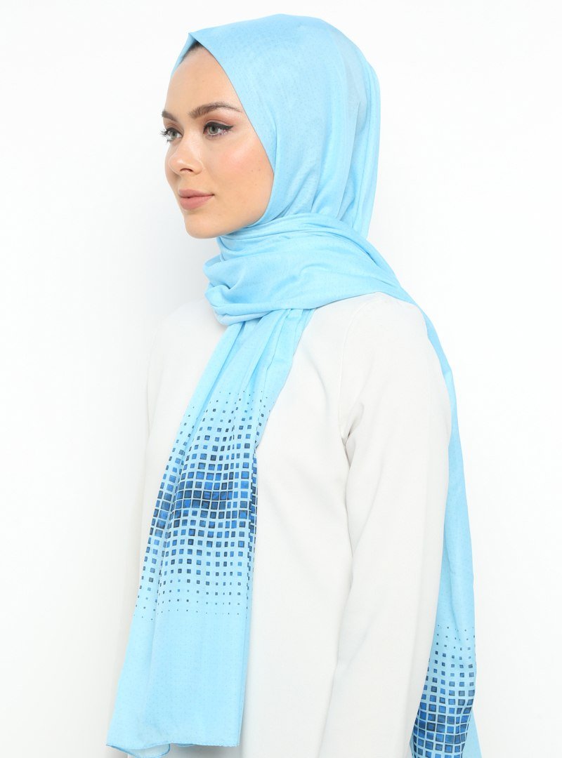 Daisy Accessory Mavi Desenli Şal