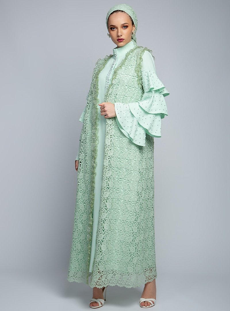 Al Tatari Yeşil Kaftan Model Ferace
