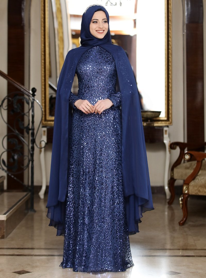 Al-Marah Lacivert Şahsanem Abiye Elbise