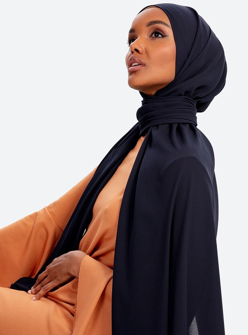 Halima X Modanisa Lacivert Aden Krep Şal