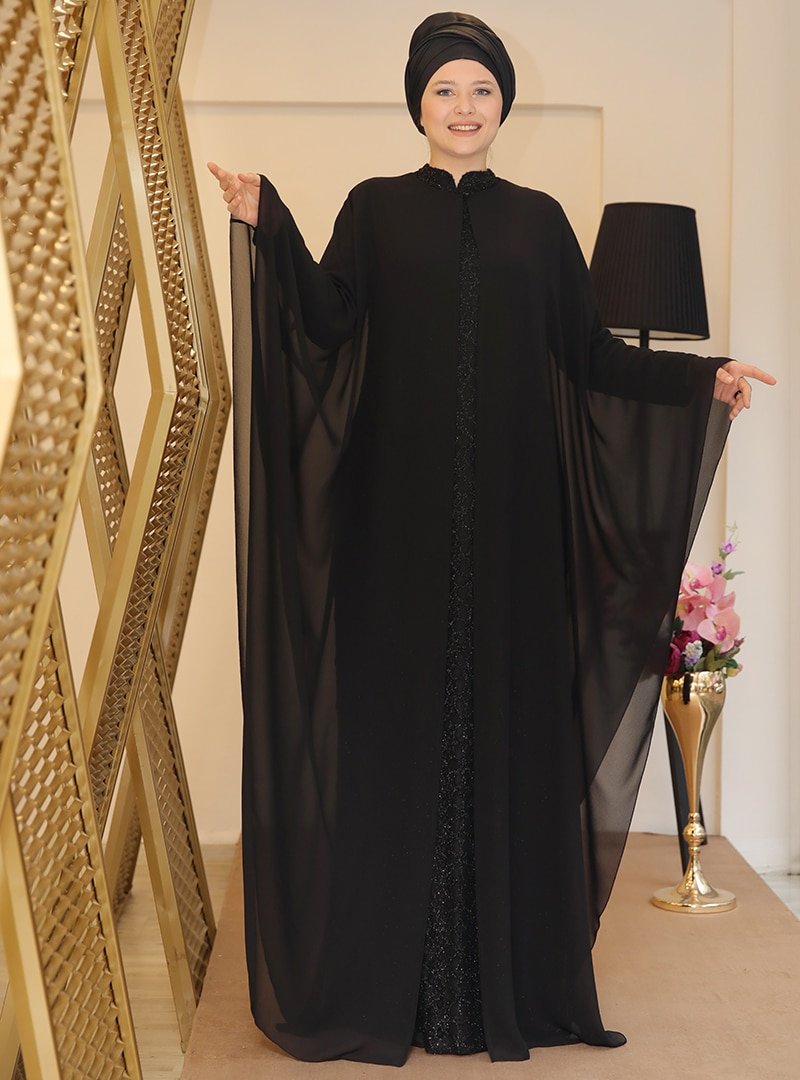 Saliha Siyah Mila Abiye Elbise