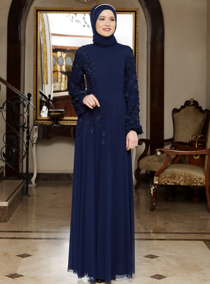 Rana Zenn Lacivert Gamze Abiye Elbise
