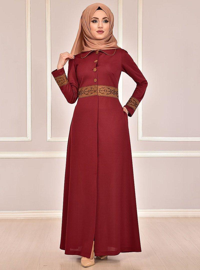 AYŞE MELEK TASARIM Bordo Yakma Ferace