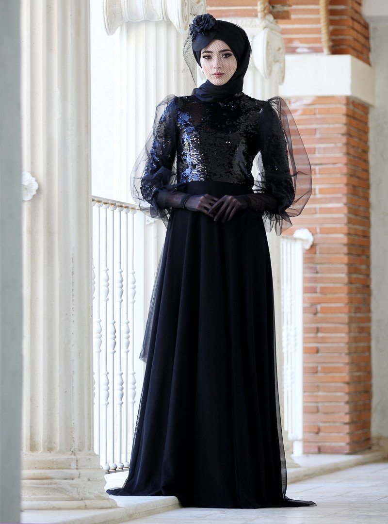 Nurbanu Kural Siyah Jade Abiye Elbise