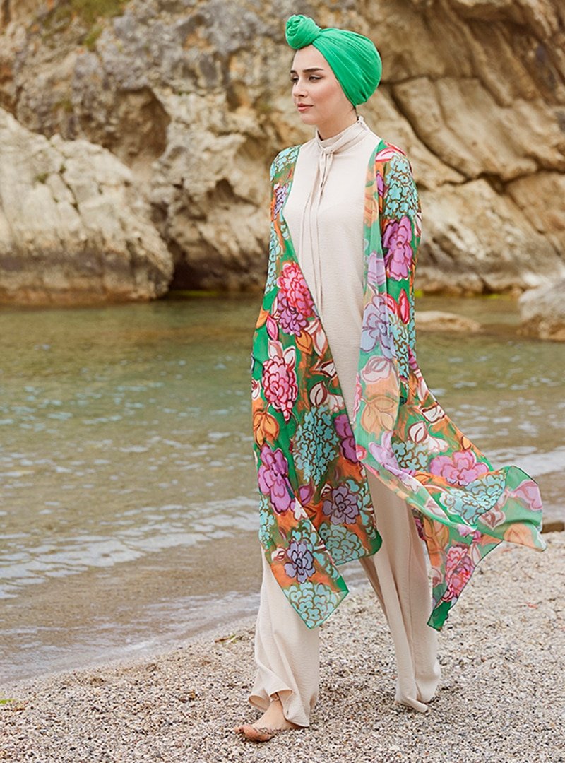 Ayşen Özen Yeşil Şifon Kimono