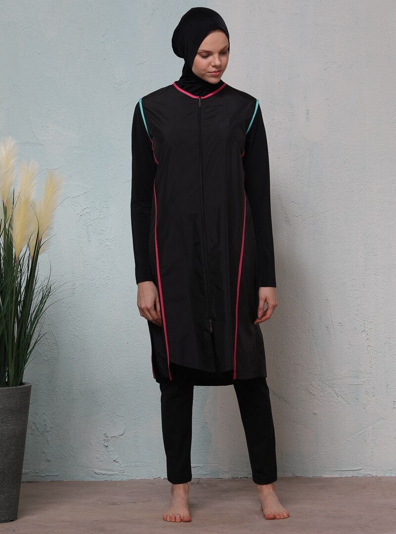 NEHAR Siyah Sabina Tam Kapalı Mayo