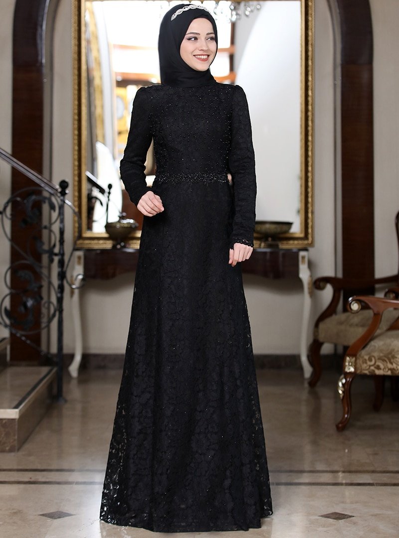 Al-Marah Siyah Beyzade Abiye Elbise