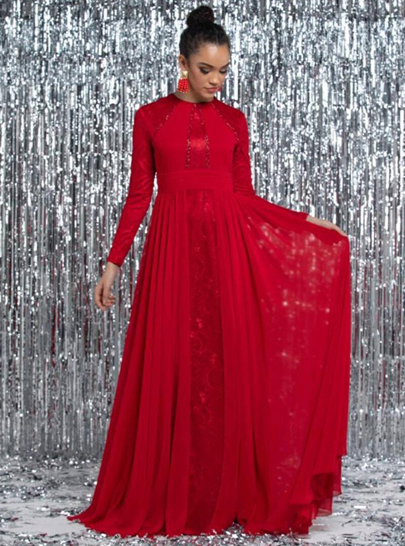 Eldia İstanbul Kırmızı Lorena Abiye Elbise
