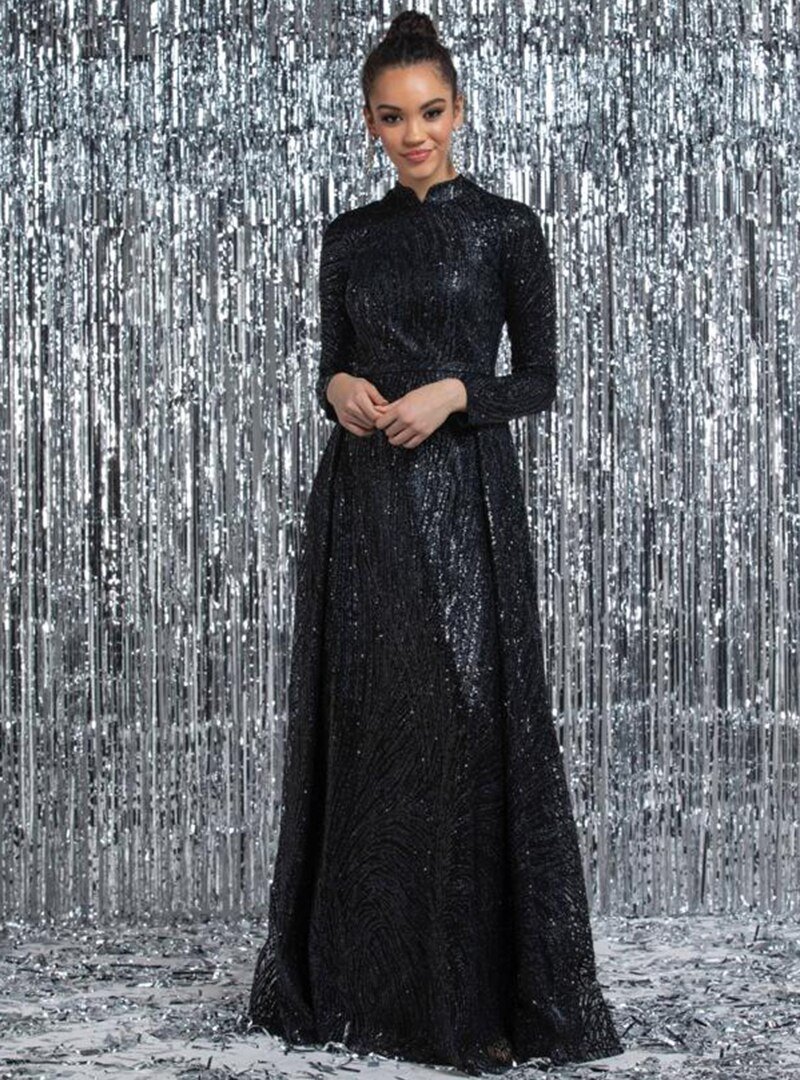 Eldia İstanbul Siyah Viol Abiye Elbise
