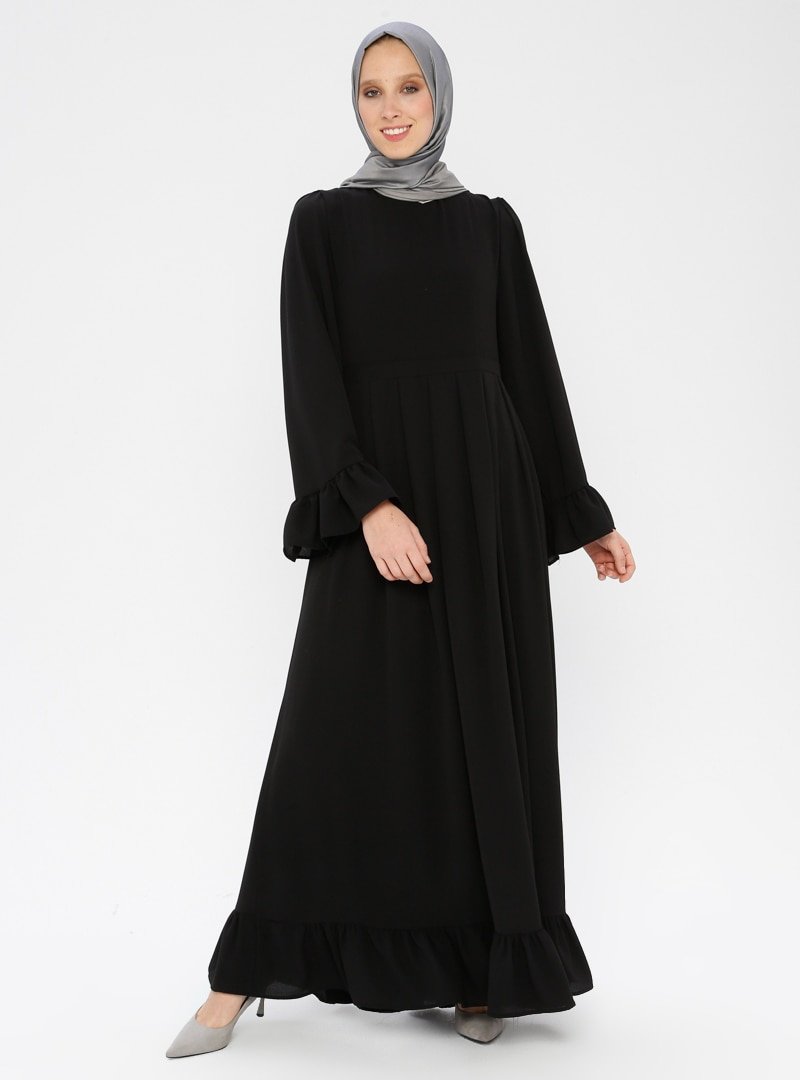 Ginezza Siyah Volan Detaylı Elbise