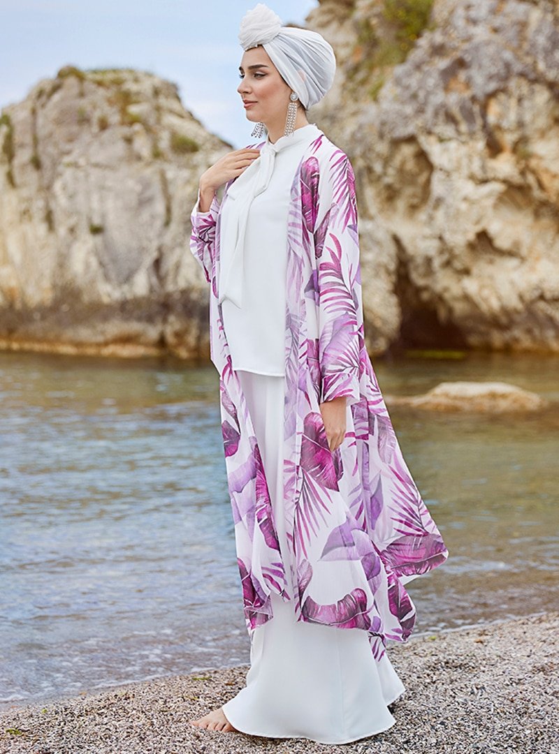 Ayşen Özen Beyaz Şifon Kimono