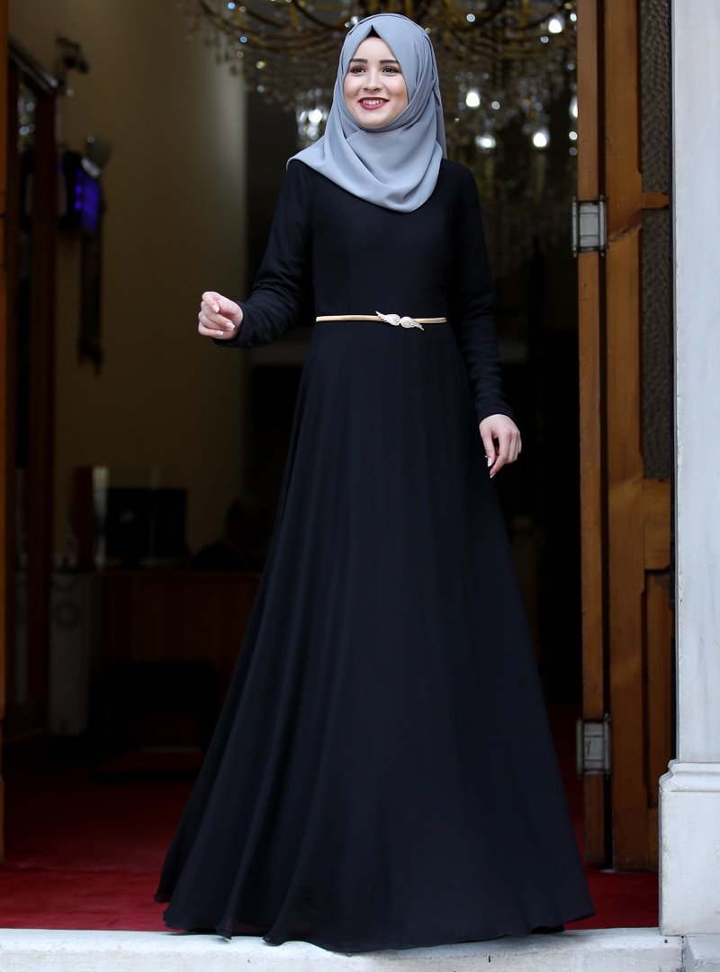 Rana Zenn Siyah Kelebek Abiye Elbise