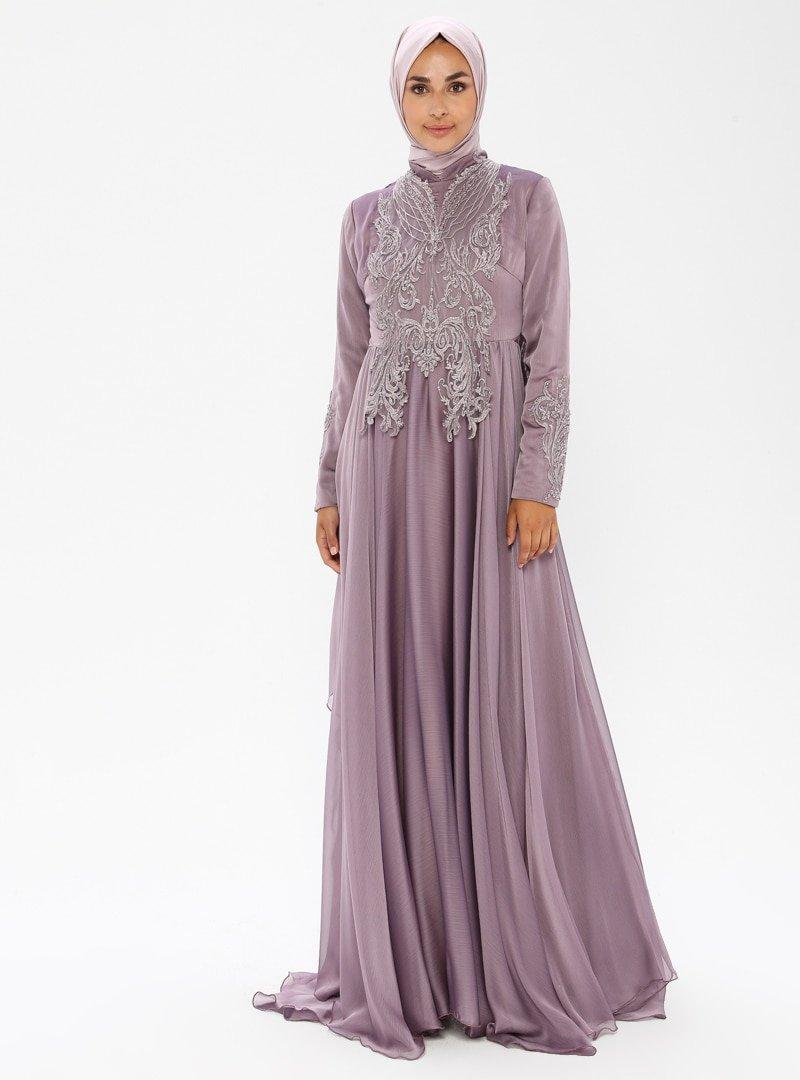 Moda Ravza Lila Tuğba Abiye Elbise
