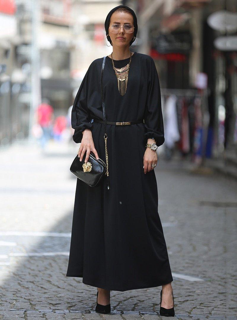Esra Üstün Siyah Ferace Elbise