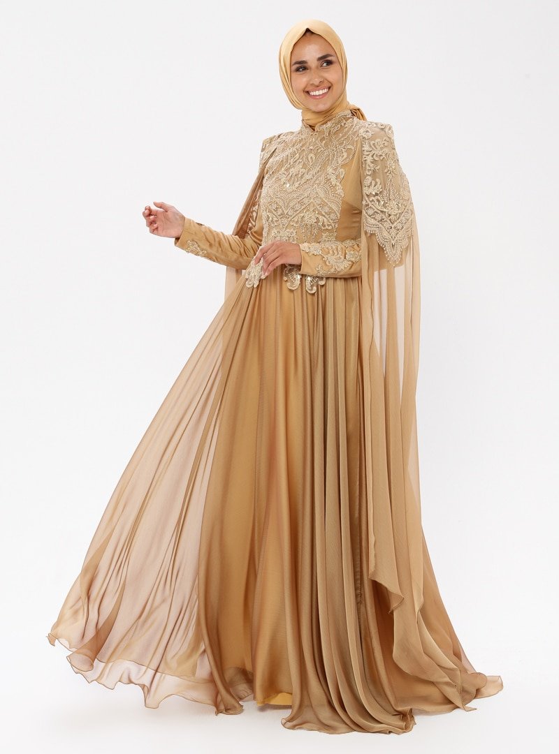 Moda Ravza Gold Elif Abiye Elbise