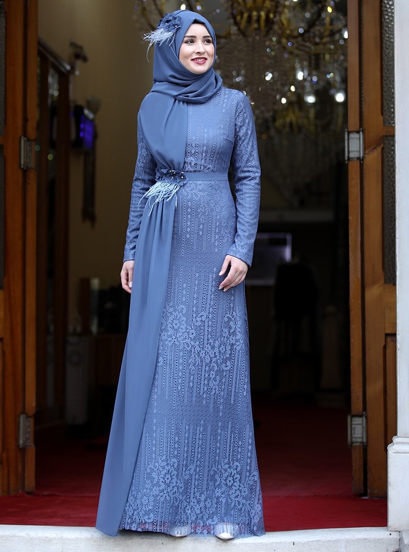 Rana Zenn İndigo Sultan Abiye Elbise