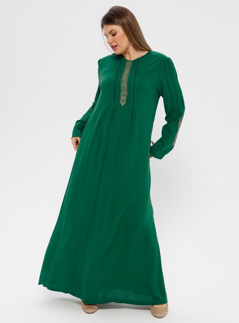 Ginezza Yeşil Drop Baskılı Elbise