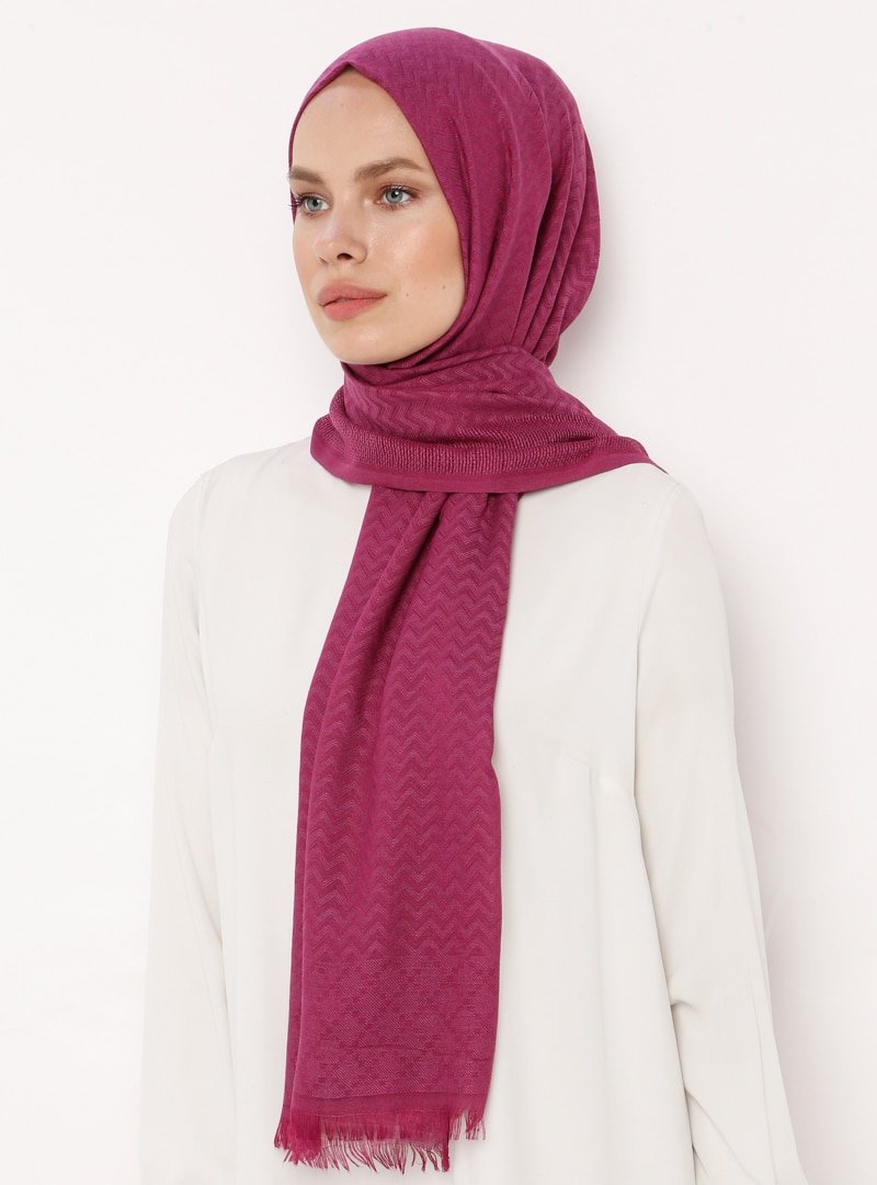 Soft Scarfs Mürdüm Pamuklu Doğal Lili Şal