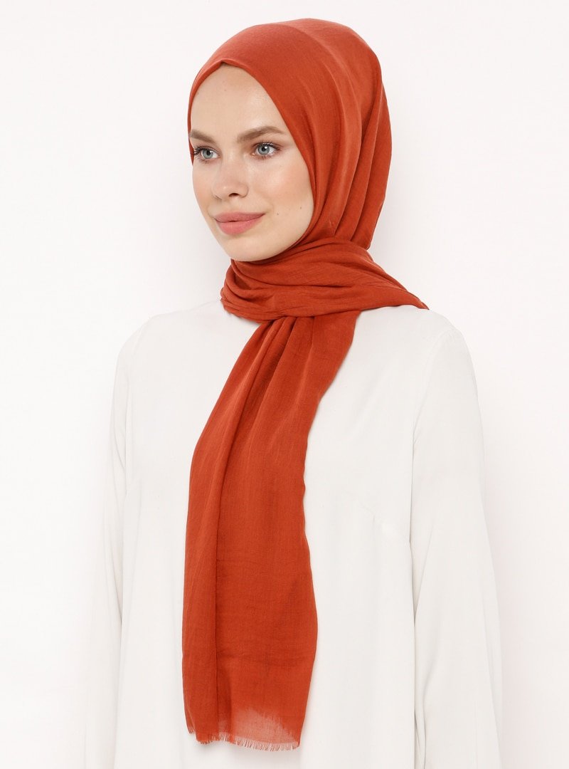 Soft Scarfs Kiremit İpek Dokunuşlu Şantug Şal