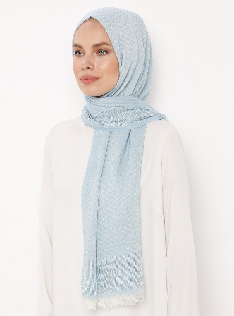 Soft Scarfs Açık Mavi Pamuklu Doğal Lili Şal